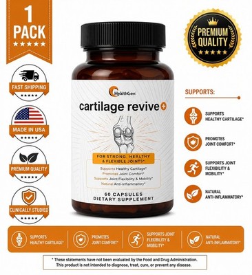 UpWellness Cartilage Revive Joint Support Type II Collagen 60 Capsules MSM D3