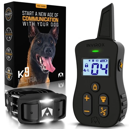 Dog Shock Collar [Ultra K9] 124 Training Levels, 4 Powerful Modes with Night-...