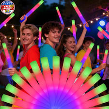 12PCS LED Foam Sticks Light Up Wands Rally Flashing Glow Party Rave