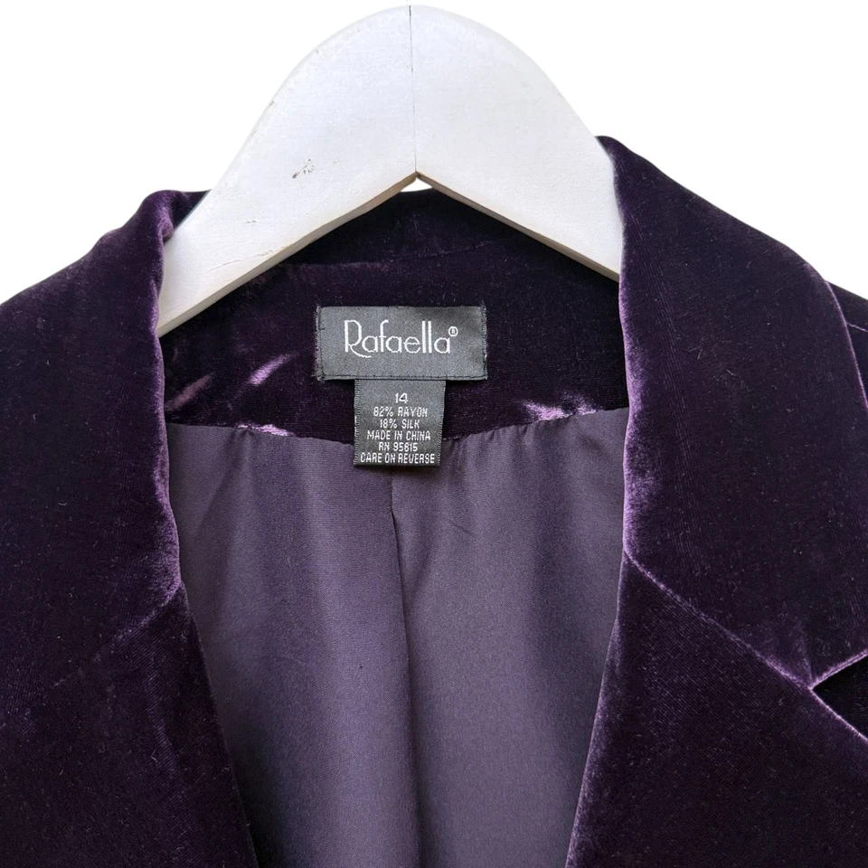 Blazer de veludo Rafaella tamanho 14 roxo rayon seda luxo jaqueta de noite feminina - Imagem 3 de 4