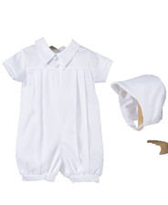 Lauren Madison Size 18M 2-Piece Christening Romper and Hat Set in White New