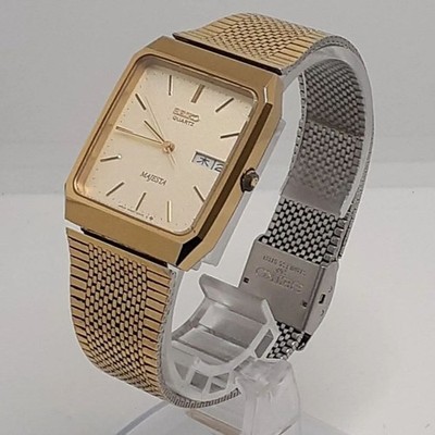 Seiko Majesta Tank Quartz Two-Tone Gold Dial 32mm Vintage Men's