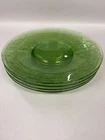 Hocking Cameo Ballerina 10” Plates Set of 4 Green Uranium Depression Glass