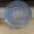 Vintage Blue Federal Glass Windsor Button & Cane 11" Cake Plate Serving Tray