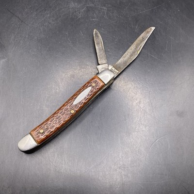 Vintage Pocket Knife Sabre 675 2-Blade Japan Brown Handle Good