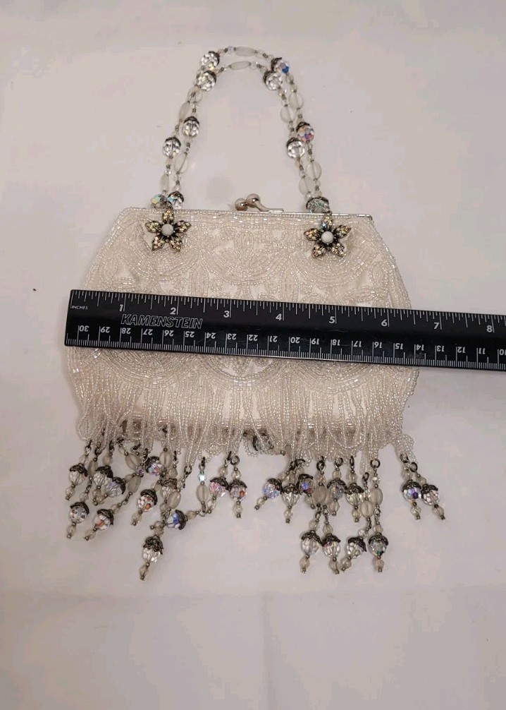 Todd Anthony White Beaded Evening Bag - Clutch Purse Handbag Wedding Bride