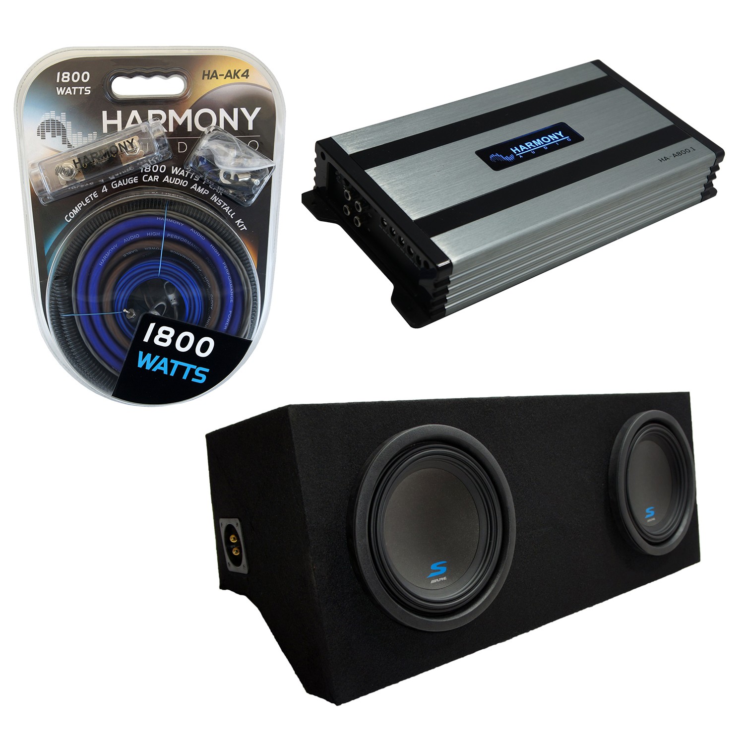 Fits 05-14 Ford Mustang Coupe Alpine S-W10D2 Dual 10 Sub Box New & HA-A800.1 Amp