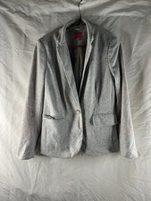 Joules Blazer Women  s Size 10 Grey Marl Single Breasted Suit Jacket