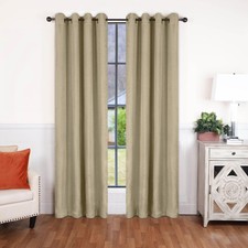 Superior Linen Textured Blackout Curtain Set Of 2 Thermal Insulated Panel Pair