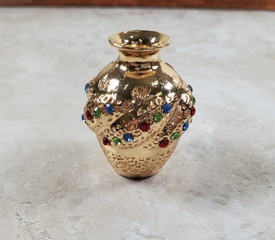BRIGHT DELIGHTS Dollhouse Gold Floor Vase Large Jewel Encrusted use 1:12 or 1/6 Scale Miniature