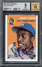 Hank Aaron 2003 Topps Heritage Real One Autographs #HA 1954 BGS 9 Auto 10