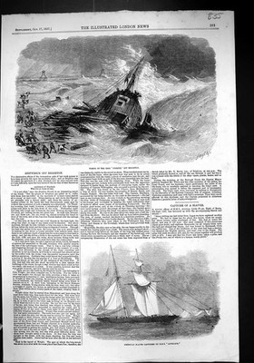 Altes 1857 Schiffswrack Brig Pilgrim Brighton American Slaver H.M.S. Ante Victorian
