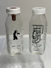 Samuel Callet 8 oz Glass Baby Formula Bottles - Old Mother Hubbard & Baby Bear