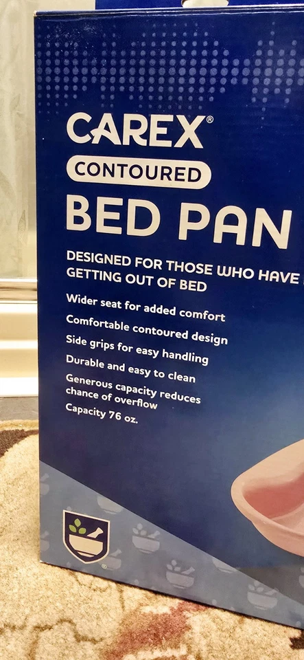 New Carex Contoured Bed Pan Holds 76oz WIDER SEAT for Comfort w/Side Grips - Image 2 of 2