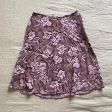 Vintage Flowy Purple Floral Midi Skirt - Women  s Size 8