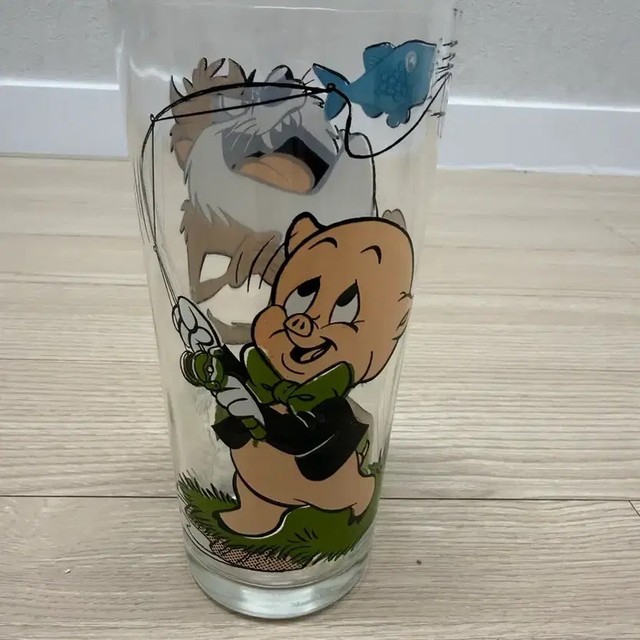 1976 Pepsi Warner Bros Looney Tunes Glass Cup - Taz & Porky Pig