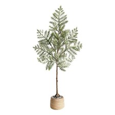 Nearly Natural 35" Frosted Pine Artificial Green Christmas Tree in Planter
