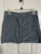 American Eagle Sz 4 blue Zip Front High Rise A Line Corduroy Skirt Y2K Style.