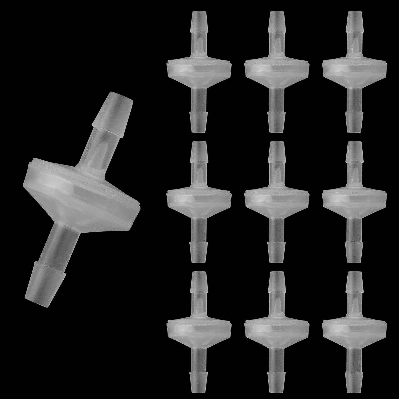 10-Pack 1/4 Inch Plastic One-Way Barbed Check Valves for Air Flow
