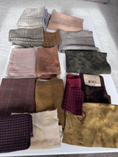 Felted Wool Recycled Fabric Primitive Applique Rugs LARGE LOT Neutrals Plaid