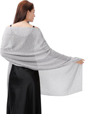 Shawl and Wraps for Evening Dresses, Soft Sheer Chiffon Sparkly Rhinestone Weddi