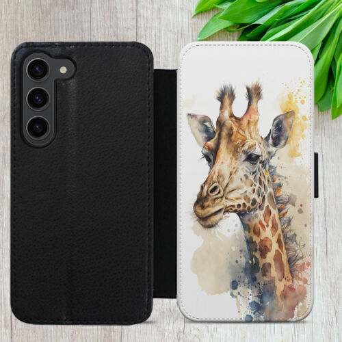 GIRAFFE CASE FOR IPHONE SAMSUNG GOOGLE WATERCOLOUR GIFT FLIP WALLET PHONE COVER - Picture 9 of 36