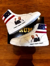 Donald Trump FIGHT FIGHT FIGHT High-Tops Size 12 New 3882/5000 *NEXT DAY SHIP*