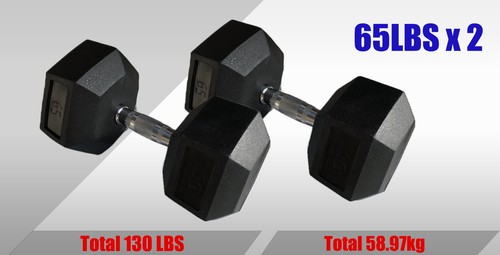 Hex Rubber Coat Iron Dumbell Home Gym Strength Weight Training Commercial Grade - Picture 9 of 10