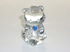 FENTON CLEAR CRYSTAL ART GLASS BIRTHSTONE BEAR DECEMBER W/ BLUE ZIRCON HEART