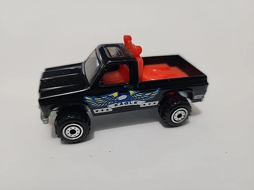 Vintage 1977 Hot Wheels Die Cast EAGLE Black Pick Up Truck With Red Bed Liner.
