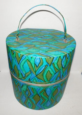 NEAT VINTAGE RETRO ELEM LUGGAGE HAT BOX 12 3/4" DIAMETER