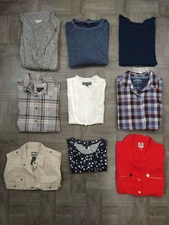 Lot of 9 women's tops blouse / REI, J CREW, PENDLETON, LAUREN, EILEEN - sz LARGE