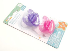 1 PACK OF 2 PINK PURPLE SILICONE BINKY PACIFIERS 0-36 MONTHS BPA FREE