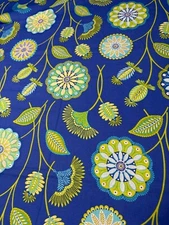Michael Miller Gypsy Bandana Fabric 1/2 yard x 44" Floral Blue/Green Print for S
