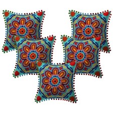Turquoise Print Floral Embroidery Suzani Cushion Cover Sofa Decor Pillow cover