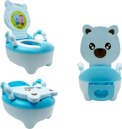 Bear Blue Kids Baby Potty Training Seat Toddler Portable Lovely Toilet Seat Stoo - Picture 1 of 6