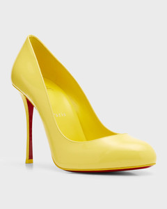 100% AUTHENTIC NEW WOMEN LOUBOUTIN DOLLY 100 YELLOW PUMPS/HEELS US 7.5