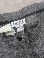 NWT VTG 100 linen gray melange wide leg pants size 14 spring capsule plus basic