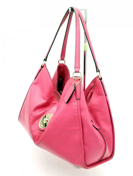 Coach Carly Hot Pink Leather Shoulder Bag w/Large Turnlock Detail
