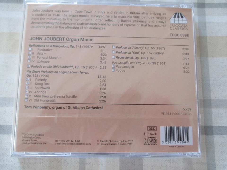 John Joubert - Organ Music - Tom Winpenny - CD - Neu & OVP - 2017 - Bild 2 von 2