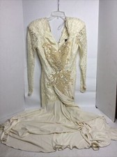 VINTAGE Drappe Karen Okada By David Howard Lace Wedding Dress Victorian Sz 6