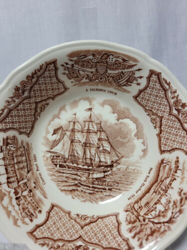 Alfred Meakin Fair Winds Brown USS Portsmouth Barrier Forts Fruit Bowls 2 - Picture 1 of 5
