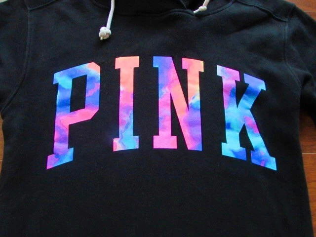 UNDERCOVER Felpa con cappuccio Victoria's Secret Pink ~ taglia XS ~ tinta unita arcobaleno con tasche! 22