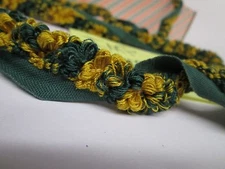 6 yards RUFFLE CORD W/LIP 3/4" - Forest Green/Gold - Upholstery Fabric Trim 