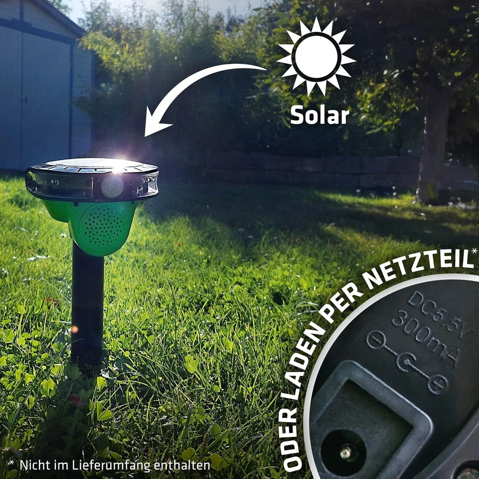 ® Vogelabwehr Solar Vogelscheuche | 60m² Taubenschreck | Bewegungsmelder | 3 ... - Bild 2 von 4