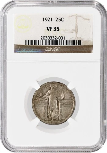 1921 25C Standing Liberty Silver Quarter NGC VF35 Fine Key Date Coin