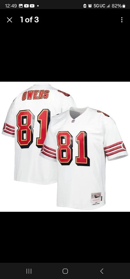 Camiseta deportiva Terrell Owens San Francisco 1996 49ERS MITCHELL & NESS Throwback LEGACY Foto 3 de 3