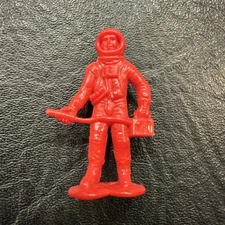 Timmee Plastic Space Toy Figure Tim Mee Galaxy Laser Astronaut Red 1.75” Marx