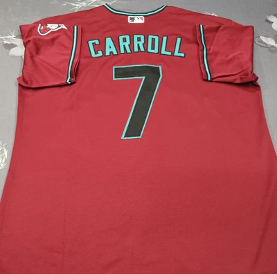 Corbin Carroll #7 Diamondbacks Red Cool Base Sewn Stitched Jersey.