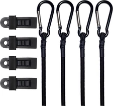 Bungee Cords with Carabiner Hooks (Black, 36"), 4Pcs Bungee Cords with Hooks wit